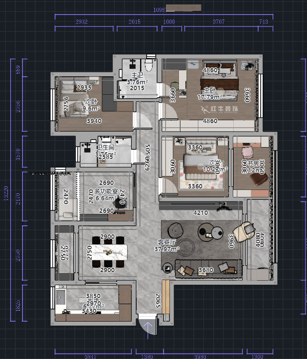 熊皓宇｜升龙天汇-珑悦-140㎡-现代轻奢风格｜4室2厅2卫｜老房装修｜定制家｜全包19